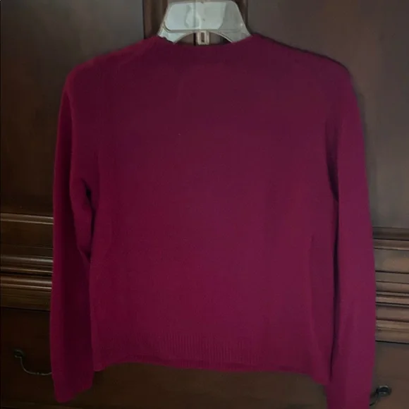 Caslon Cashmere Deep Fuchsia Cashmere Sweater/Size Small - Picture 4 of 9